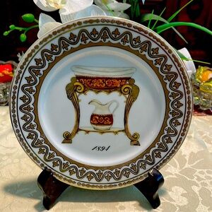 EMAIL DE LIMOGES 1855, I. GODINGER DESERT SALAD PLATE 1894